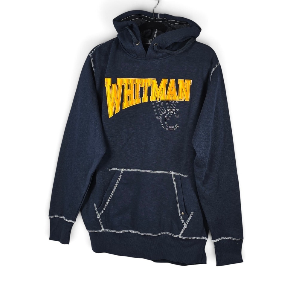 CI Sport Hoodie Womens M Whitman Navy Blue Contrast Stitch Applique EUC College